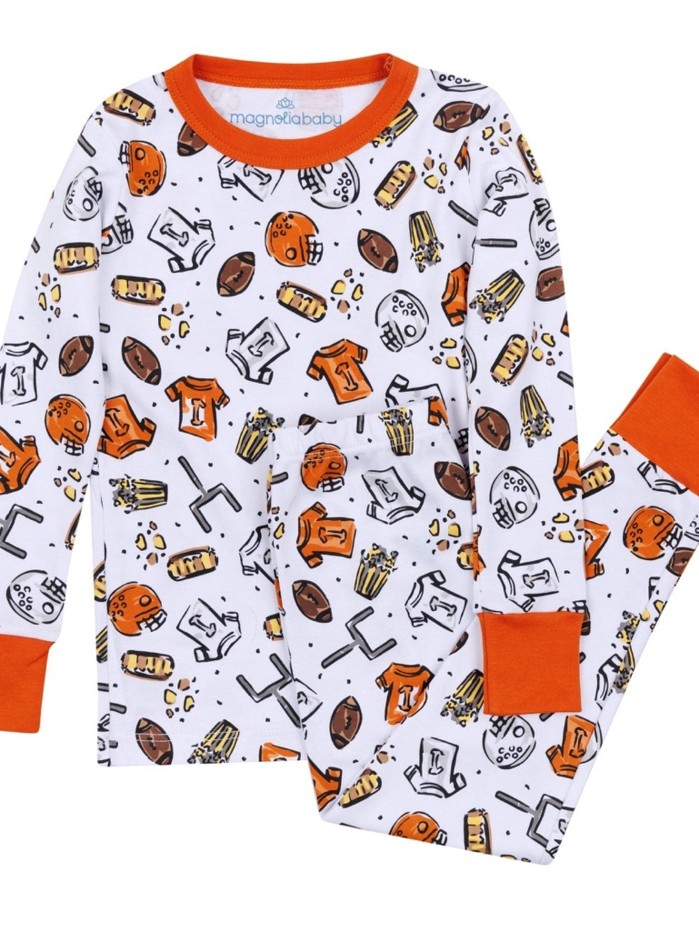 Magnolia Baby Orange Football Print Pajama Set 12-18 18-24 months 2T 3T 4T